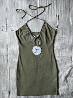 Princess Polly Khaki Ribbed Mini Dress